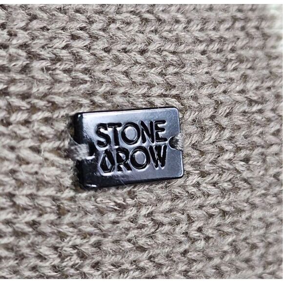 Stone Row gray taupe and cream striped scoop neck light weight pullover sweater - Picture 5 of 6